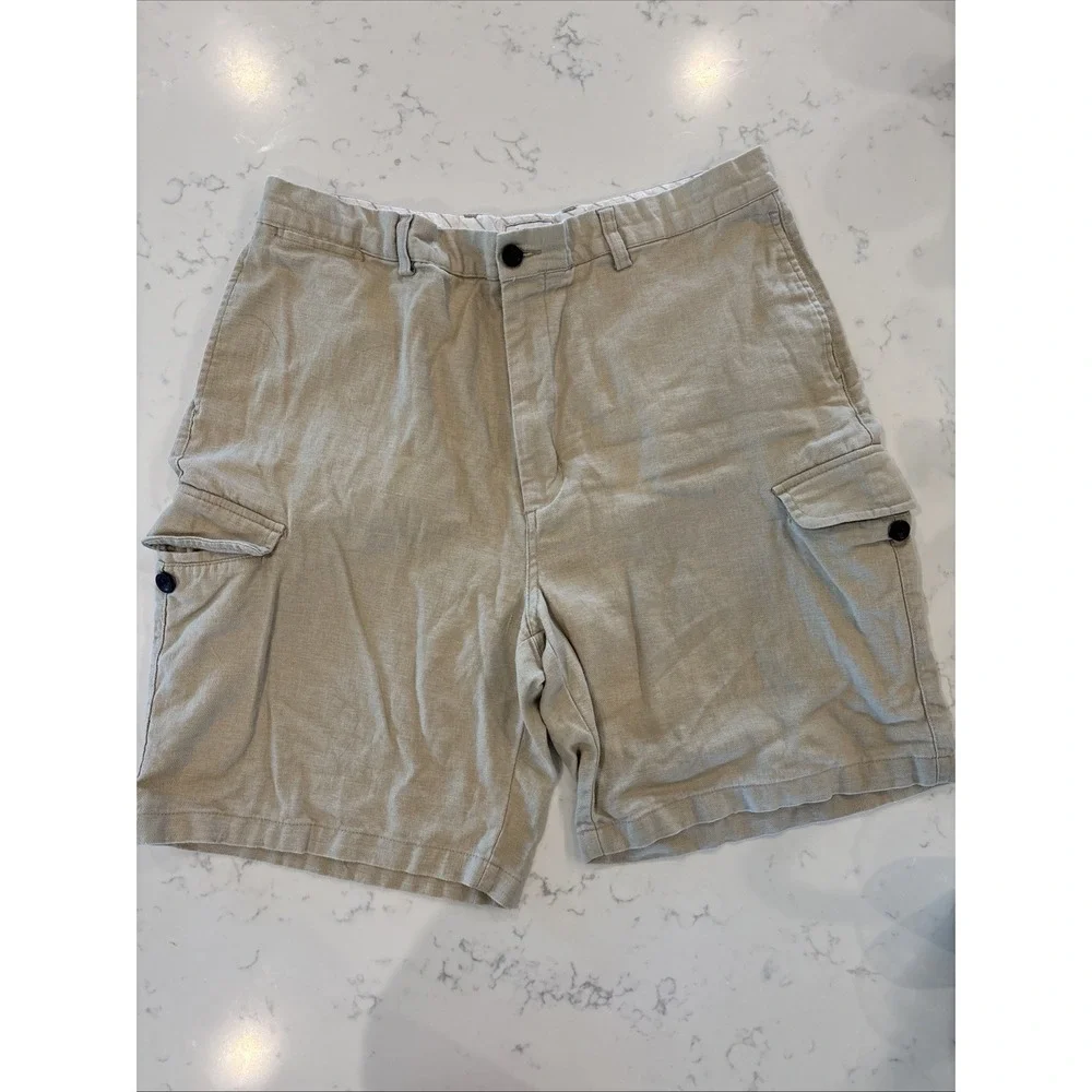 Vintage Chaps Ralph Lauren Cargo Shorts Mens 38‎ Khaki Flat Front 9